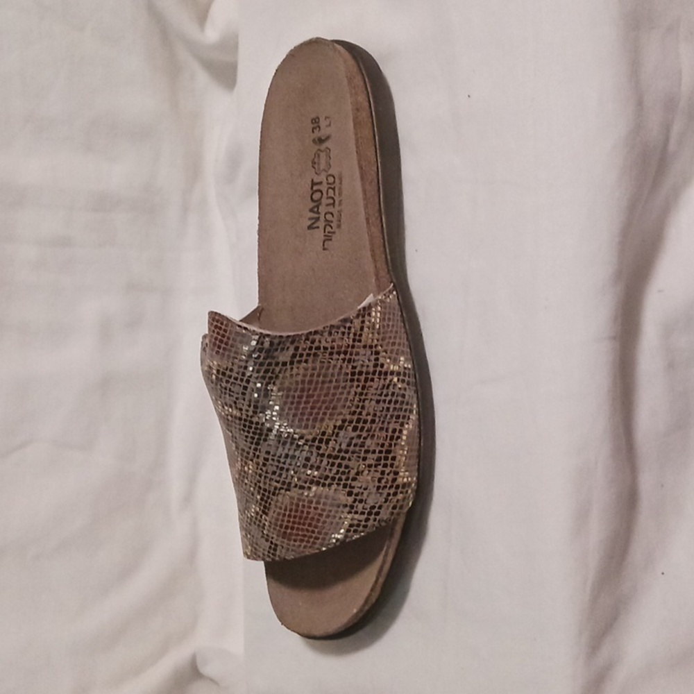 Naot Brown Snake-Print Slide Sandals - Picture 3 of 14